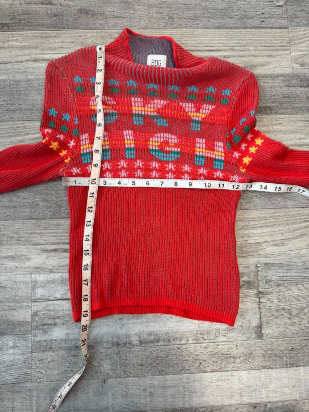 BDG Urban Outfitters Red Ribbed Long Sleeve Mock Neck Sky High Size Small O27 - Picture 4 of 5